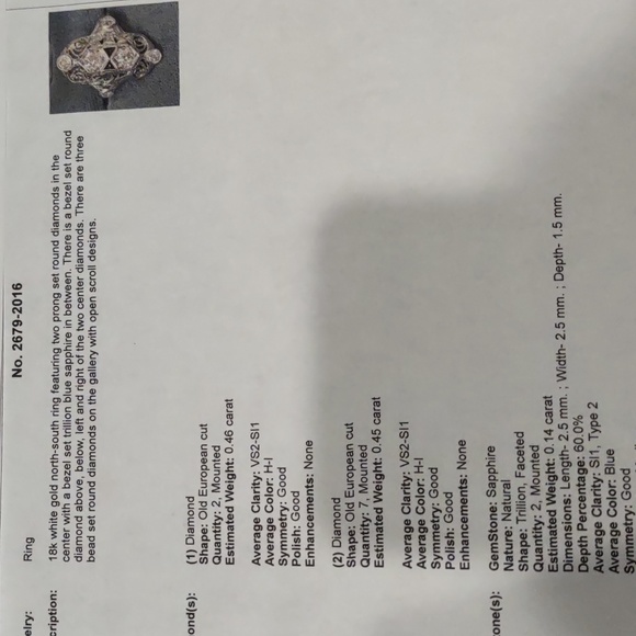 Old European cut Diamond Ring 18kt white gold north south Design - Picture 15 of 16